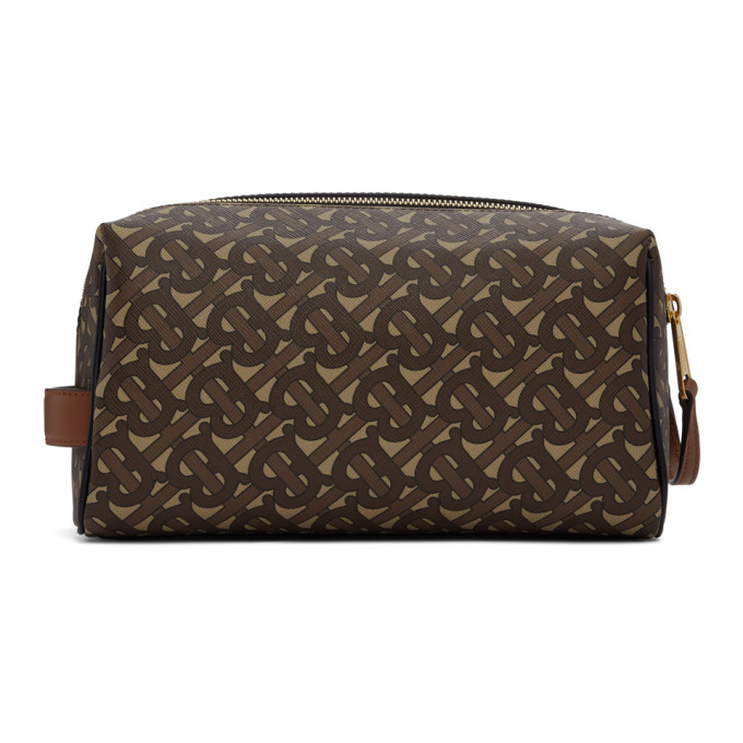 BURBERRY BURBERRY BROWN MONOGRAM E-CANVAS HART TRAVEL POUCH