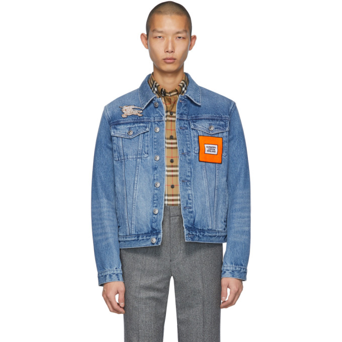 BURBERRY BURBERRY BLUE DENIM GRAPHIC CASUAL JACKET