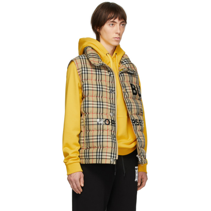 BURBERRY Beige Down Check Vest
