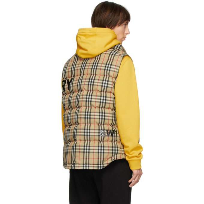 BURBERRY Beige Down Check Vest