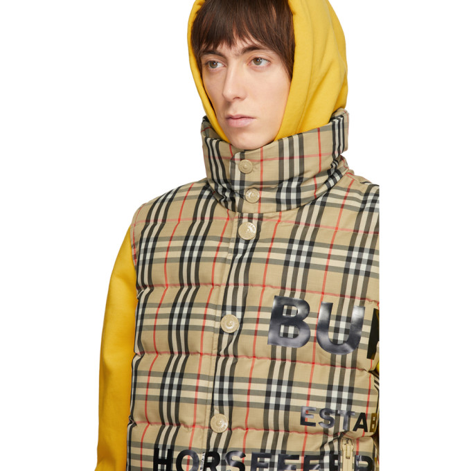 BURBERRY Beige Down Check Vest
