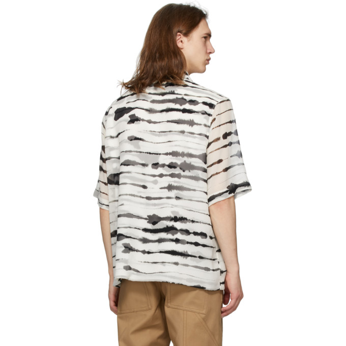 BURBERRY BURBERRY BLACK AND WHITE SILK OVERLAY WATERCOLOR SHIRT