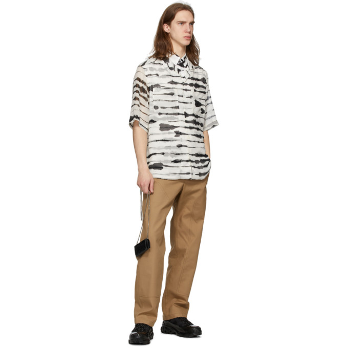 BURBERRY BURBERRY BLACK AND WHITE SILK OVERLAY WATERCOLOR SHIRT