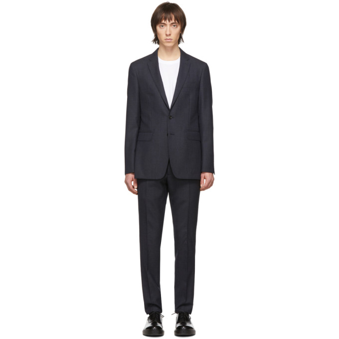 BURBERRY BURBERRY NAVY WOOL PATTERN SUIT