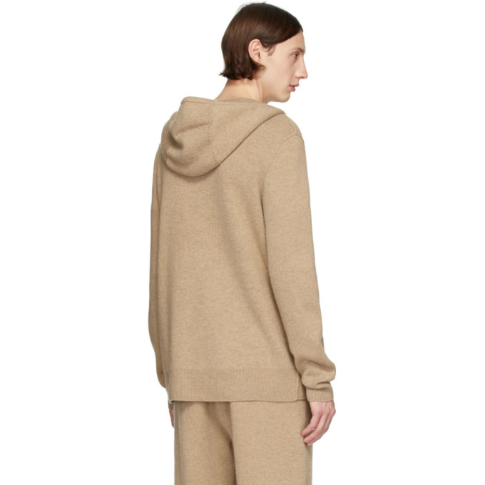 BURBERRY BURBERRY TAN CASHMERE LINDLEY ZIP HOODIE