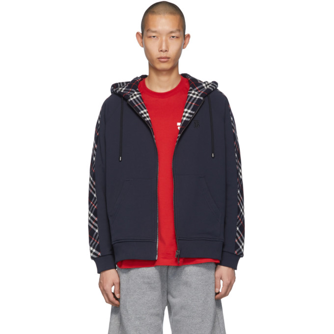 BURBERRY BURBERRY NAVY CHECK KURKE HOODIE