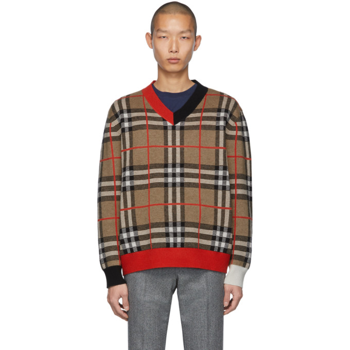 BURBERRY BURBERRY BROWN CHECK DUGGAN SWEATER