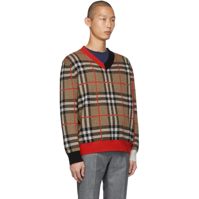 BURBERRY BURBERRY BROWN CHECK DUGGAN SWEATER