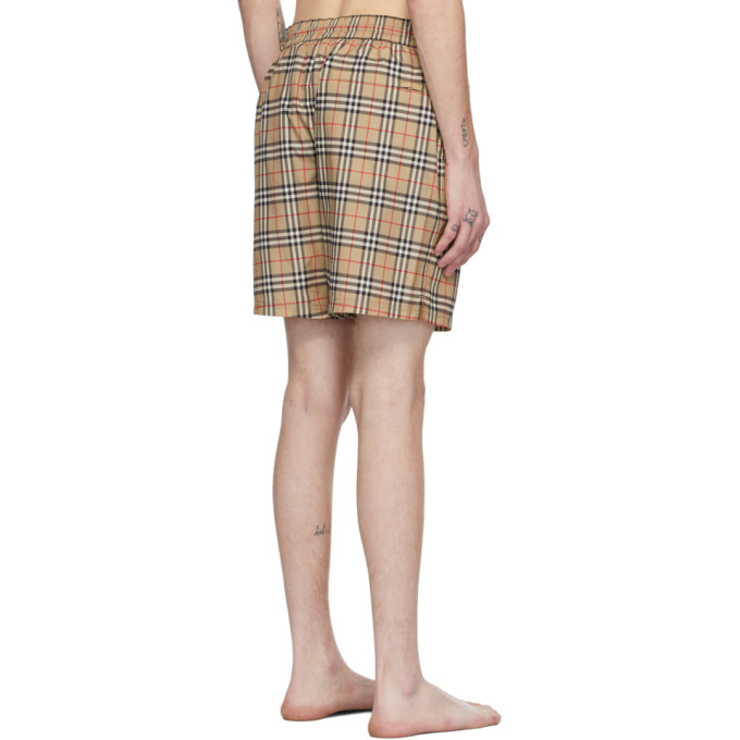 BURBERRY BURBERRY BEIGE CHECK GUILDES SWIM SHORTS