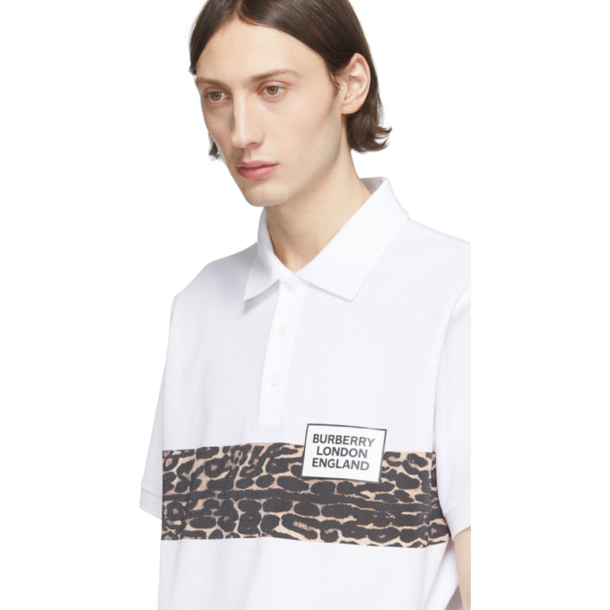 BURBERRY BURBERRY WHITE SOMERVILLE PRINTED POLO