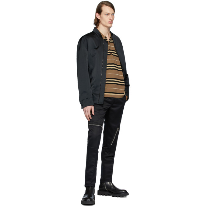 BURBERRY BURBERRY BROWN ICON STRIPE LONG SLEEVE POLO