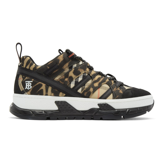 BURBERRY BURBERRY BLACK AND BEIGE UNION LEOPARD trainers