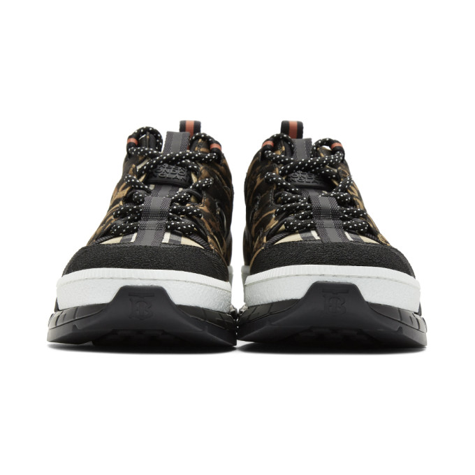 BURBERRY BURBERRY BLACK AND BEIGE UNION LEOPARD SNEAKERS