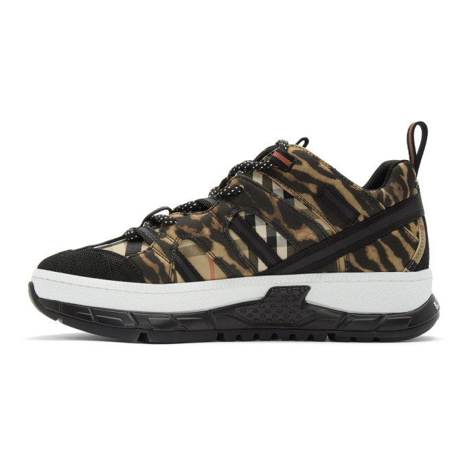 BURBERRY BURBERRY BLACK AND BEIGE UNION LEOPARD SNEAKERS