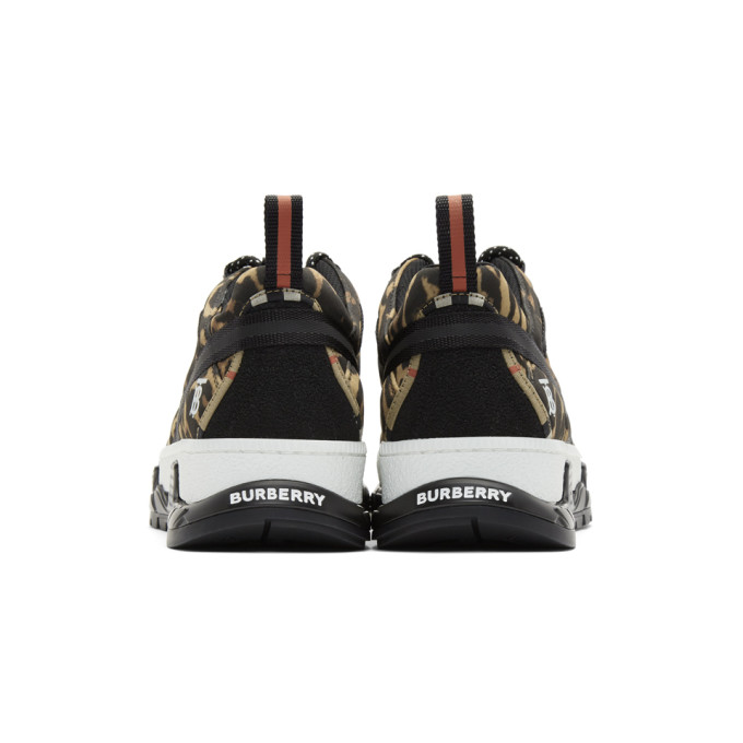 BURBERRY BURBERRY BLACK AND BEIGE UNION LEOPARD SNEAKERS