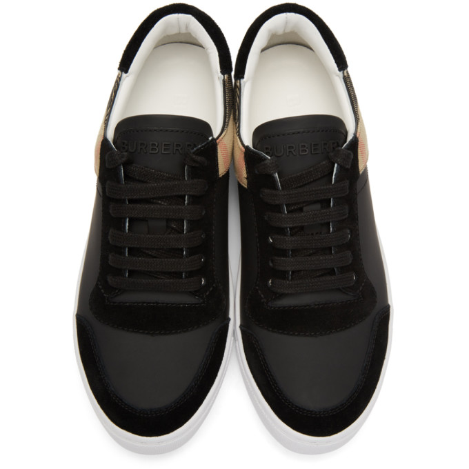 Burberry Men's Reeth Leather & House Check Low-top Sneakers, Black In ...