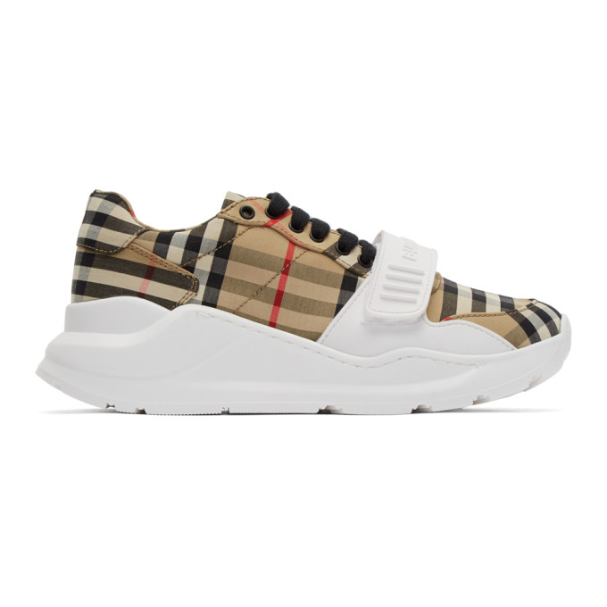 BURBERRY BURBERRY BEIGE CHECK REGIS SNEAKERS