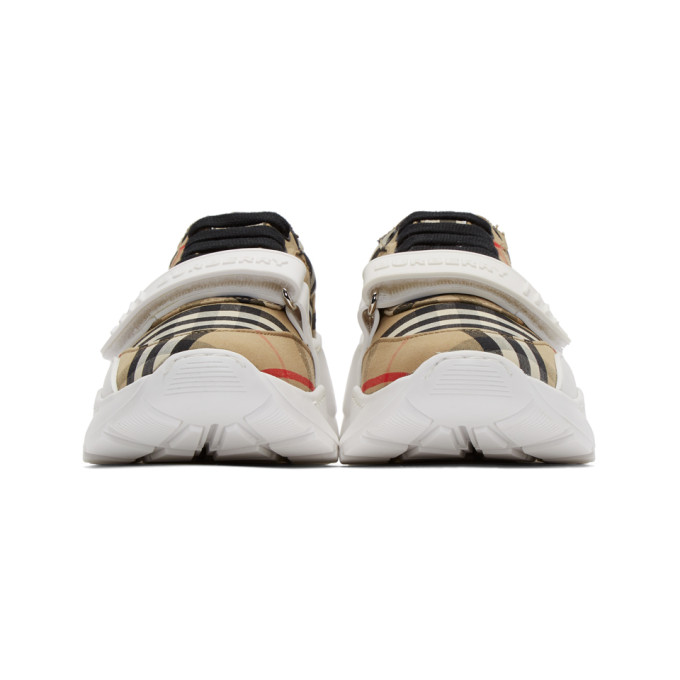 BURBERRY BURBERRY BEIGE CHECK REGIS SNEAKERS