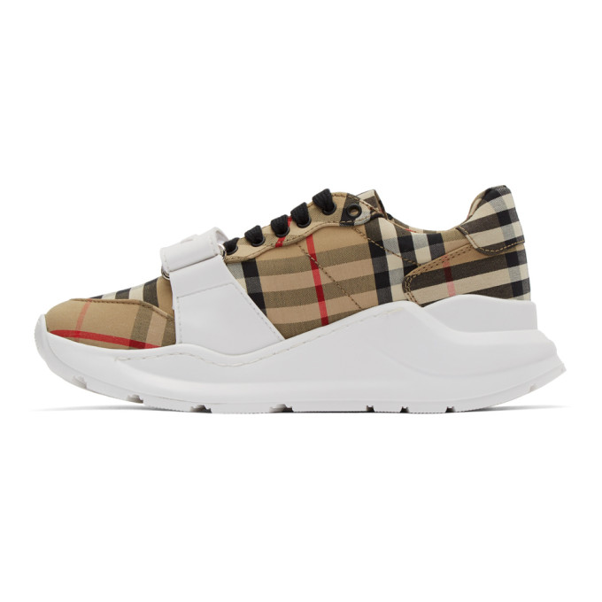 BURBERRY BURBERRY BEIGE CHECK REGIS SNEAKERS
