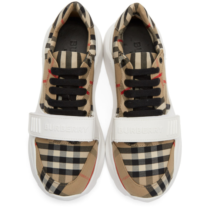 BURBERRY BURBERRY BEIGE CHECK REGIS SNEAKERS