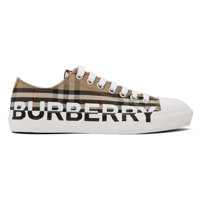 BURBERRY Beige Larkhall Logo Sneakers