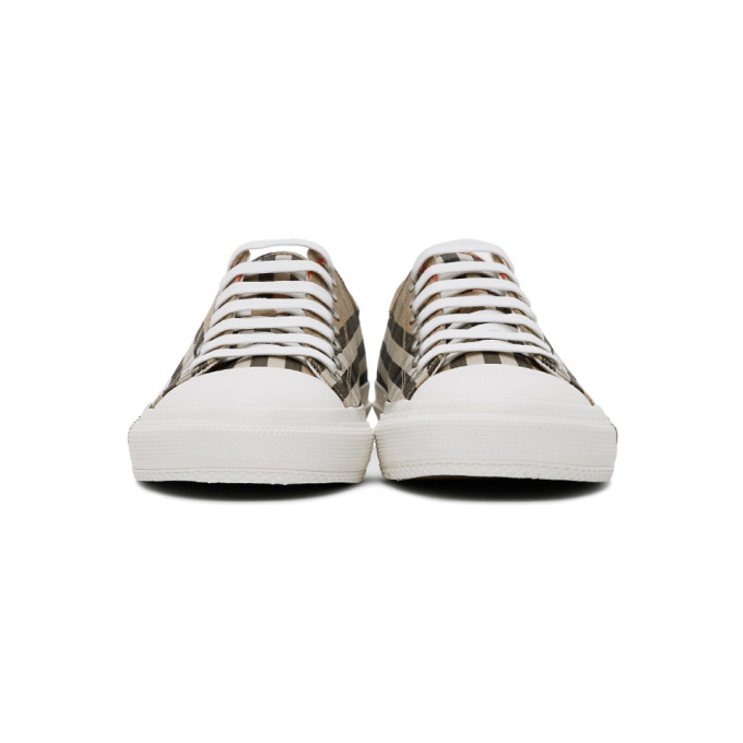 BURBERRY Beige Larkhall Logo Sneakers