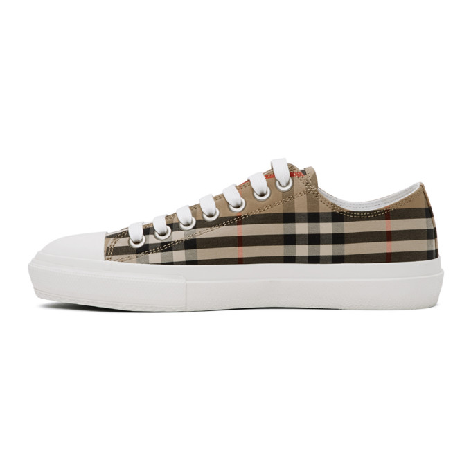BURBERRY Beige Larkhall Logo Sneakers