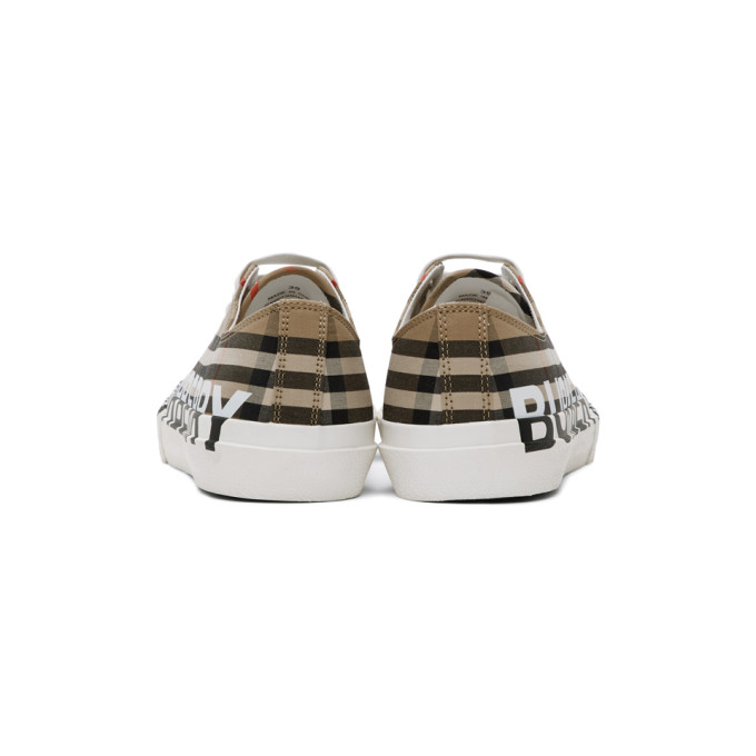 BURBERRY Beige Larkhall Logo Sneakers