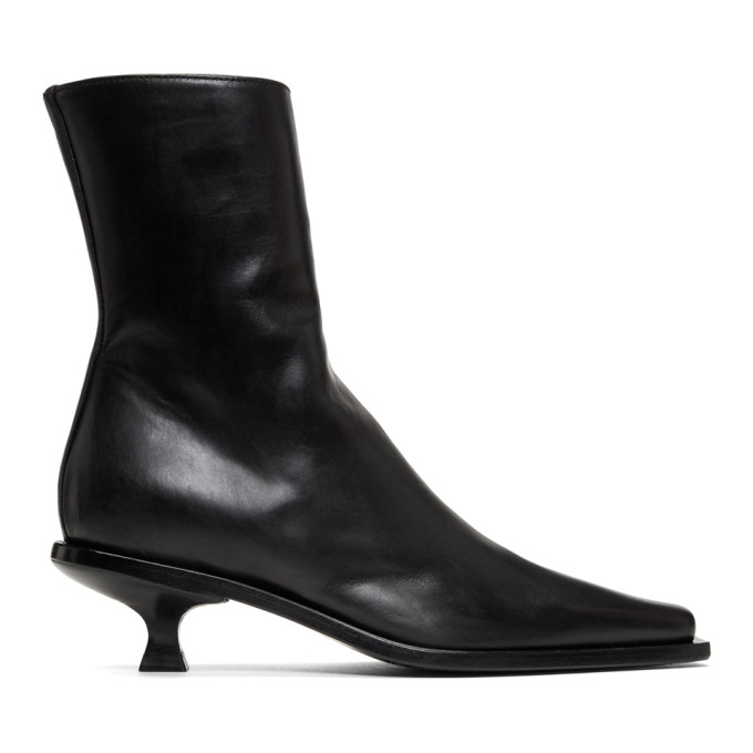 ANN DEMEULEMEESTER ANN DEMEULEMEESTER BLACK KITTEN HEEL BOOTS