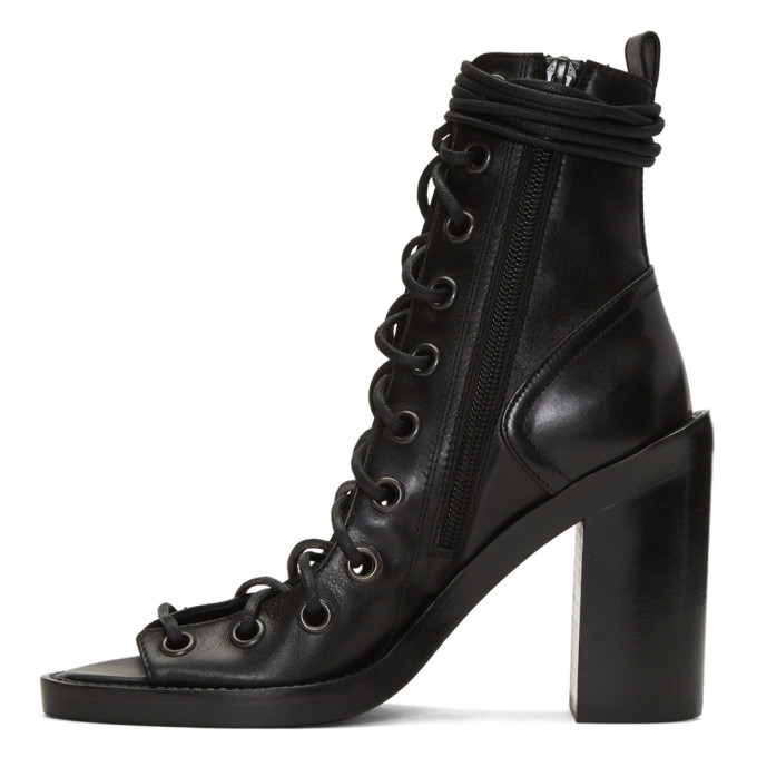 Ann Demeulemeester Leather Open-front Ankle Boots In 099 Black | ModeSens