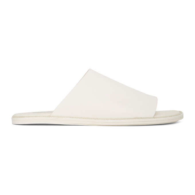 white slip on sandals