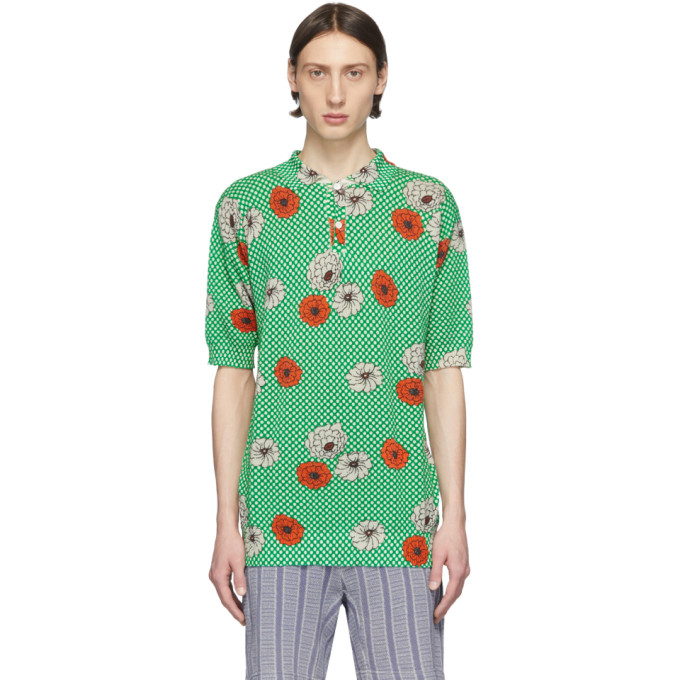 MARNI MARNI GREEN FLOWER POLO