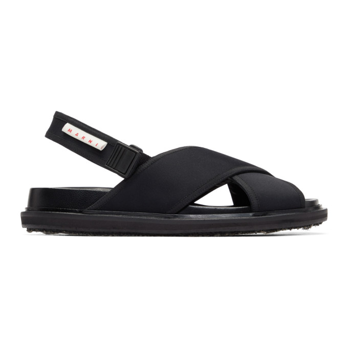 MARNI BLACK LOGO SANDALS