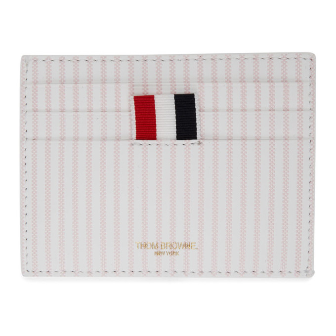 Thom Browne Pink And White Striped Double Sided Card Holder In 680 Lt Pink