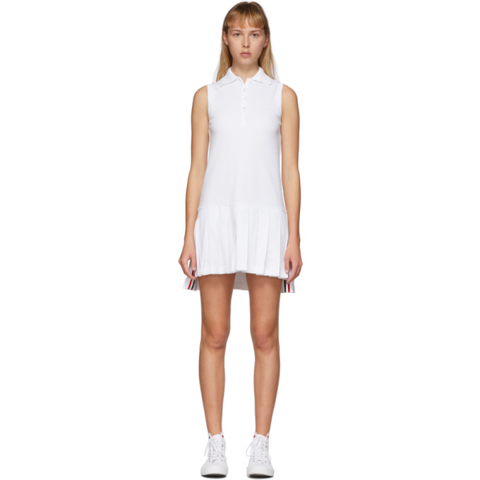 THOM BROWNE THOM BROWNE WHITE SLEEVELESS TENNIS DRESS