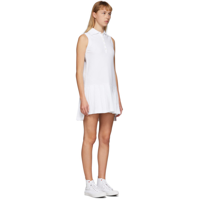 THOM BROWNE THOM BROWNE WHITE SLEEVELESS TENNIS DRESS