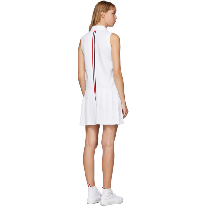 THOM BROWNE THOM BROWNE WHITE SLEEVELESS TENNIS DRESS