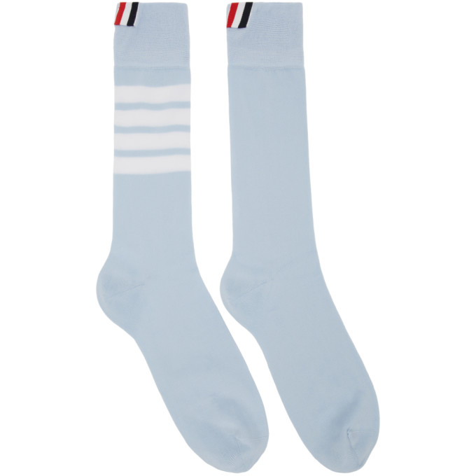 Thom Browne Blue 4-bar Mid-calf Socks In 465 Blue