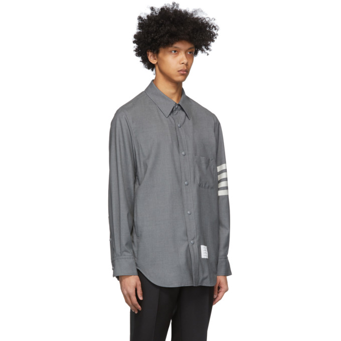 THOM BROWNE THOM BROWNE GREY SNAP FRONT 4-BAR JACKET