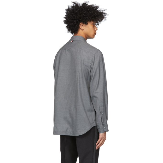 THOM BROWNE THOM BROWNE GREY SNAP FRONT 4-BAR JACKET