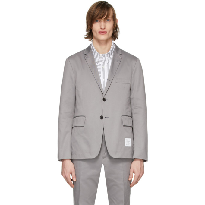 Thom Browne Grey Unconstructed Classic Blazer