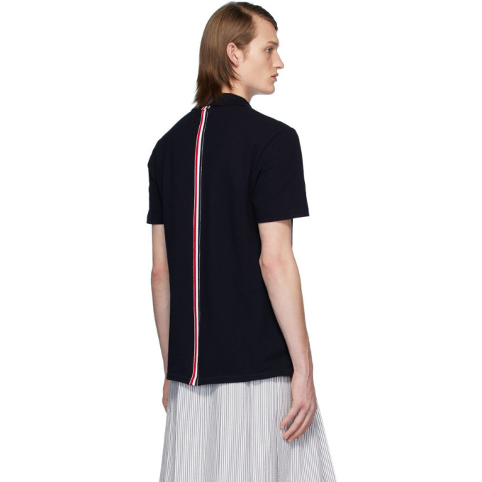 THOM BROWNE THOM BROWNE NAVY CENTER-BACK STRIPE POLO