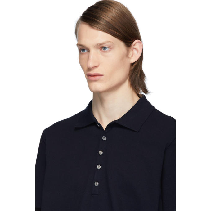 THOM BROWNE THOM BROWNE NAVY CENTER-BACK STRIPE POLO