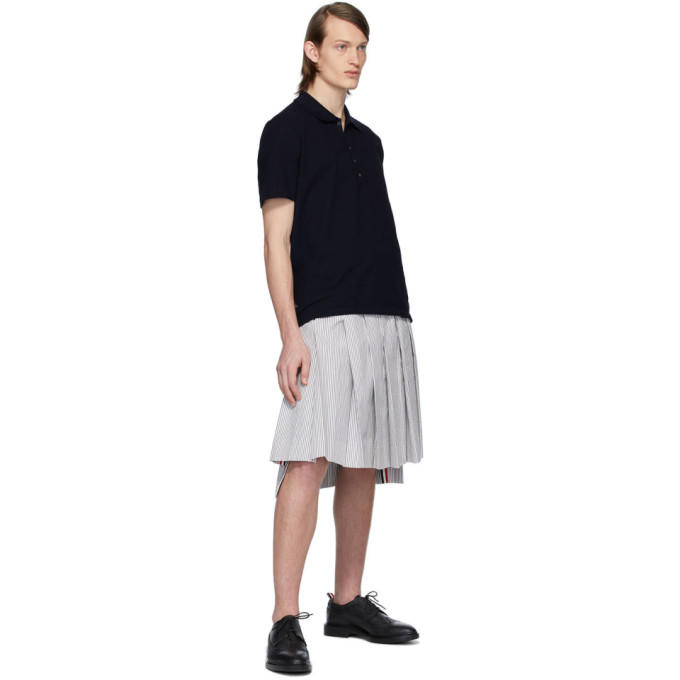 THOM BROWNE THOM BROWNE NAVY CENTER-BACK STRIPE POLO