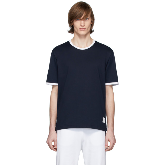 THOM BROWNE THOM BROWNE NAVY RINGER T-SHIRT