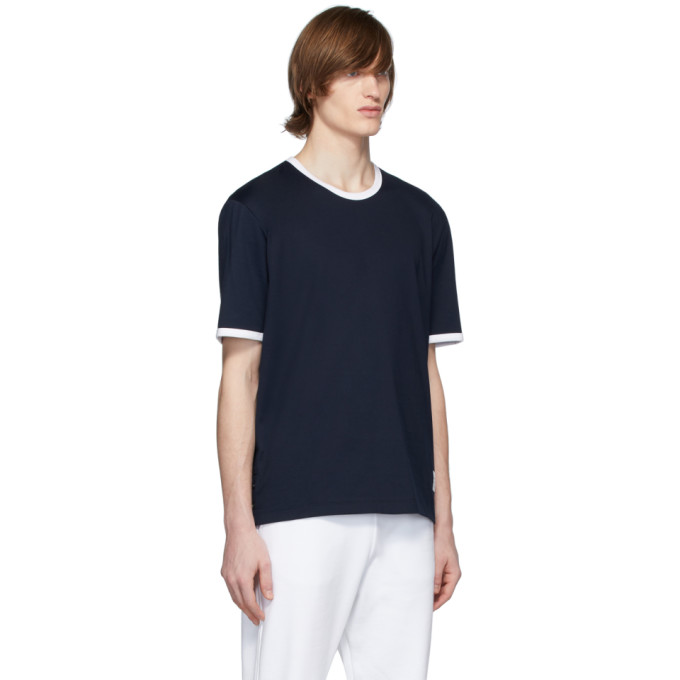 THOM BROWNE THOM BROWNE NAVY RINGER T-SHIRT