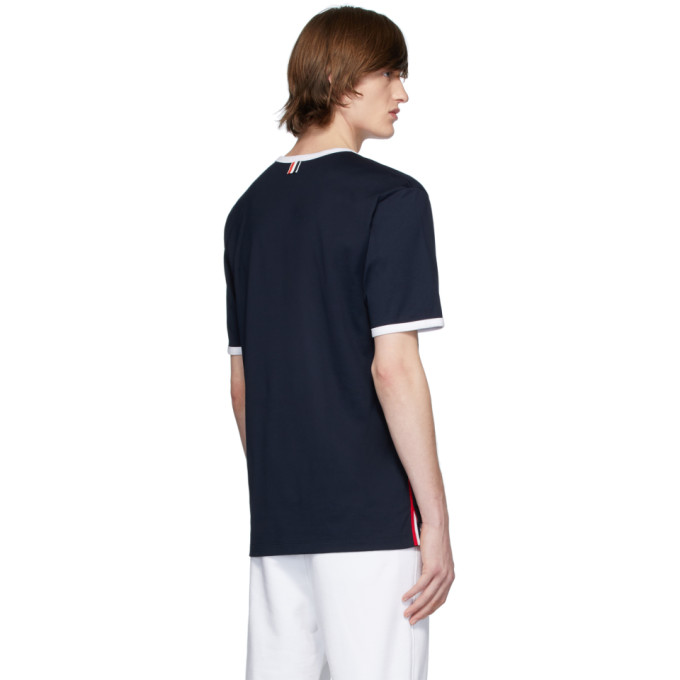 THOM BROWNE THOM BROWNE NAVY RINGER T-SHIRT