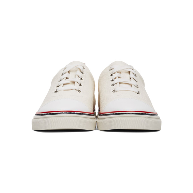 THOM BROWNE THOM BROWNE OFF-WHITE STRAIGHT TOE CAP SNEAKERS