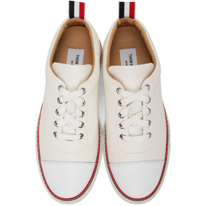 THOM BROWNE THOM BROWNE OFF-WHITE STRAIGHT TOE CAP SNEAKERS