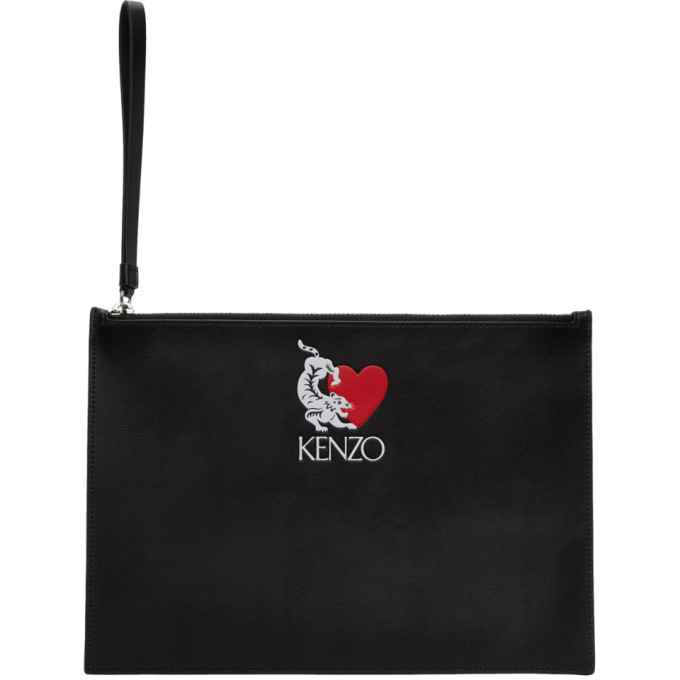 Kenzo 黑色 Valentines Day Lucky Tiger 限量版手拿包 In Noir